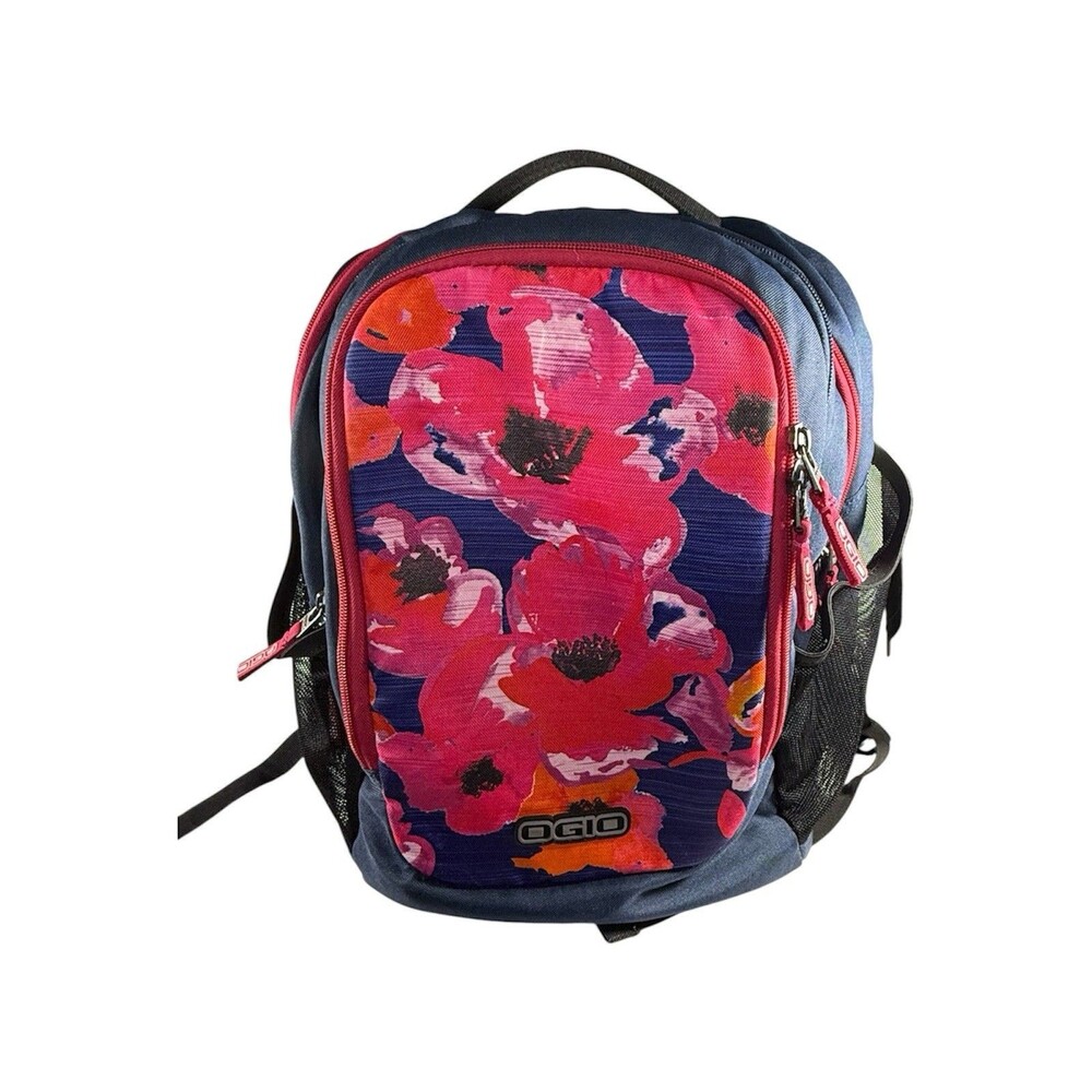 OGIO Floral Backpack Navy Blue Pink Orange School Travel Bag Padded Straps